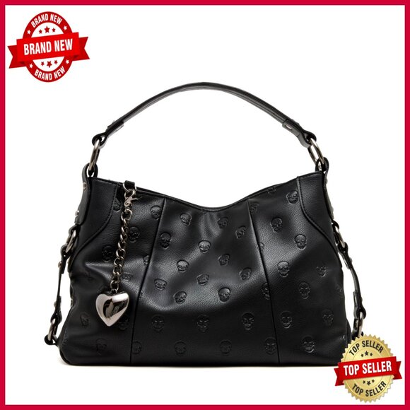 Faux Leather Shoulder Bag with Chain Strap and Charms